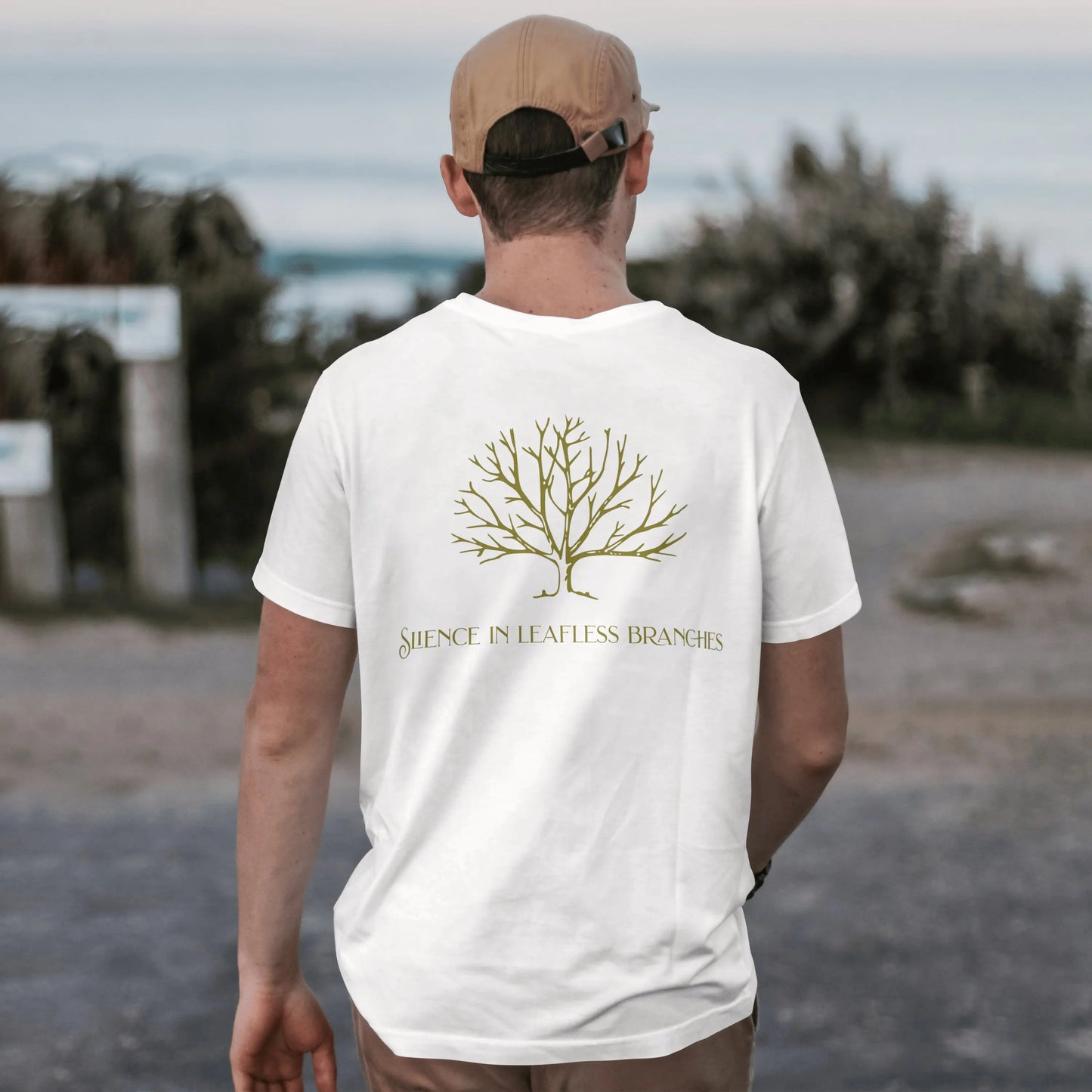 Tree Silence in leafless branches, 100% ComfortSoft® cotton, Unisex 5.2 oz. Essential-T Short Sleeve Tee - CGA Outlet