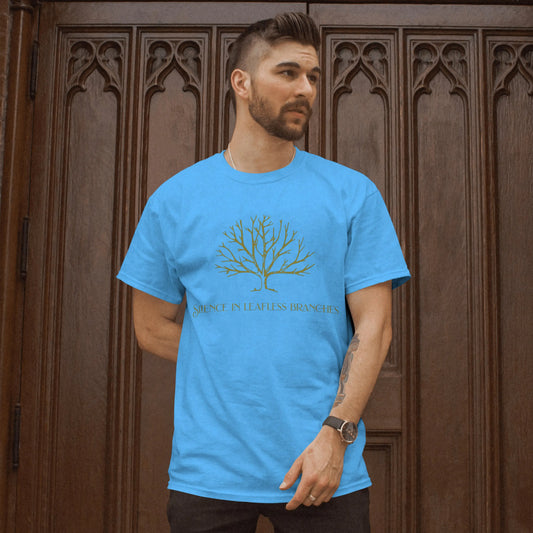 Tree Silence in leafless branches, 100% ComfortSoft® cotton, Unisex 5.2 oz. Essential-T Short Sleeve Tee - CGA Outlet